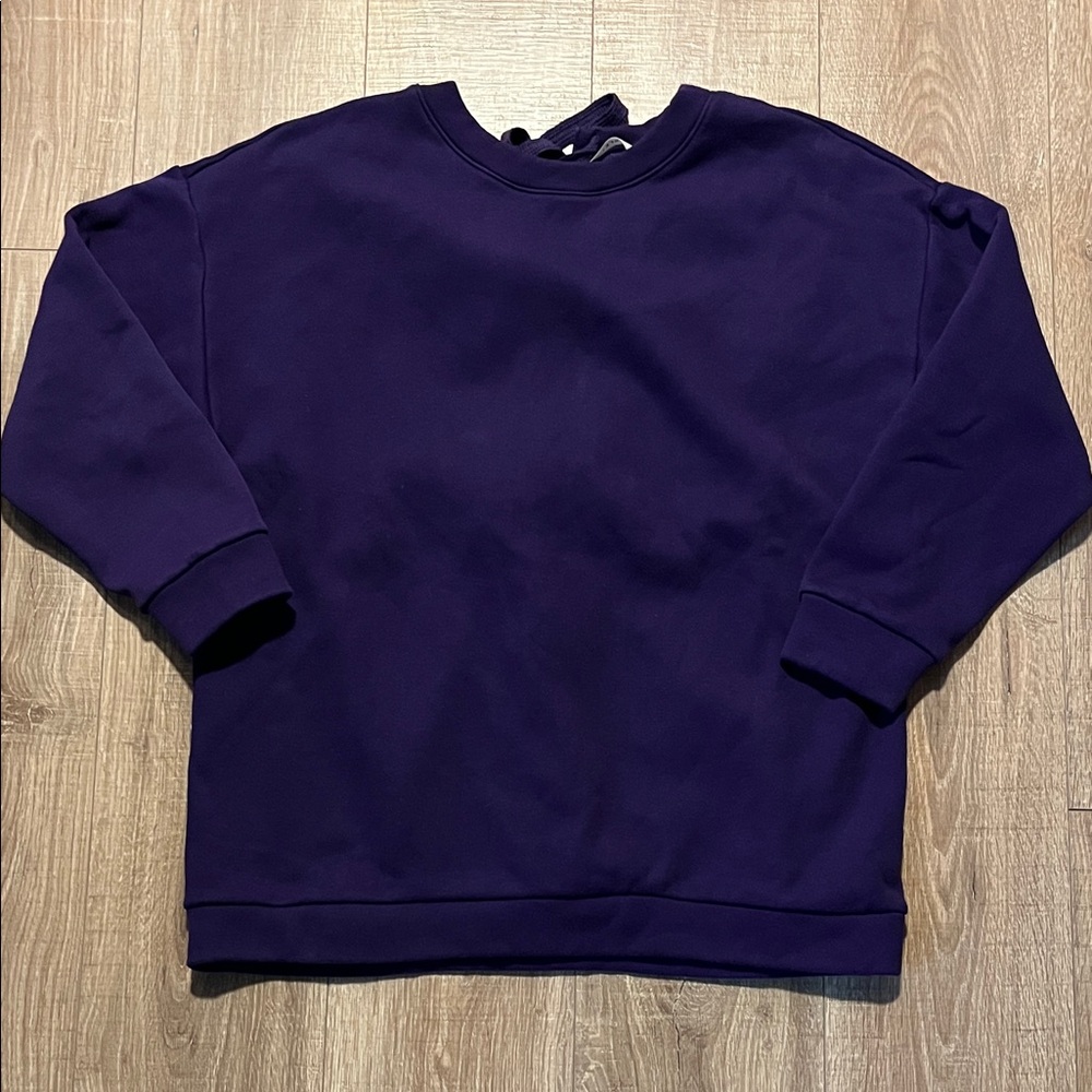 Fabletics Women's Deep Purple Sweatshirt with Lacing Up Back Size L